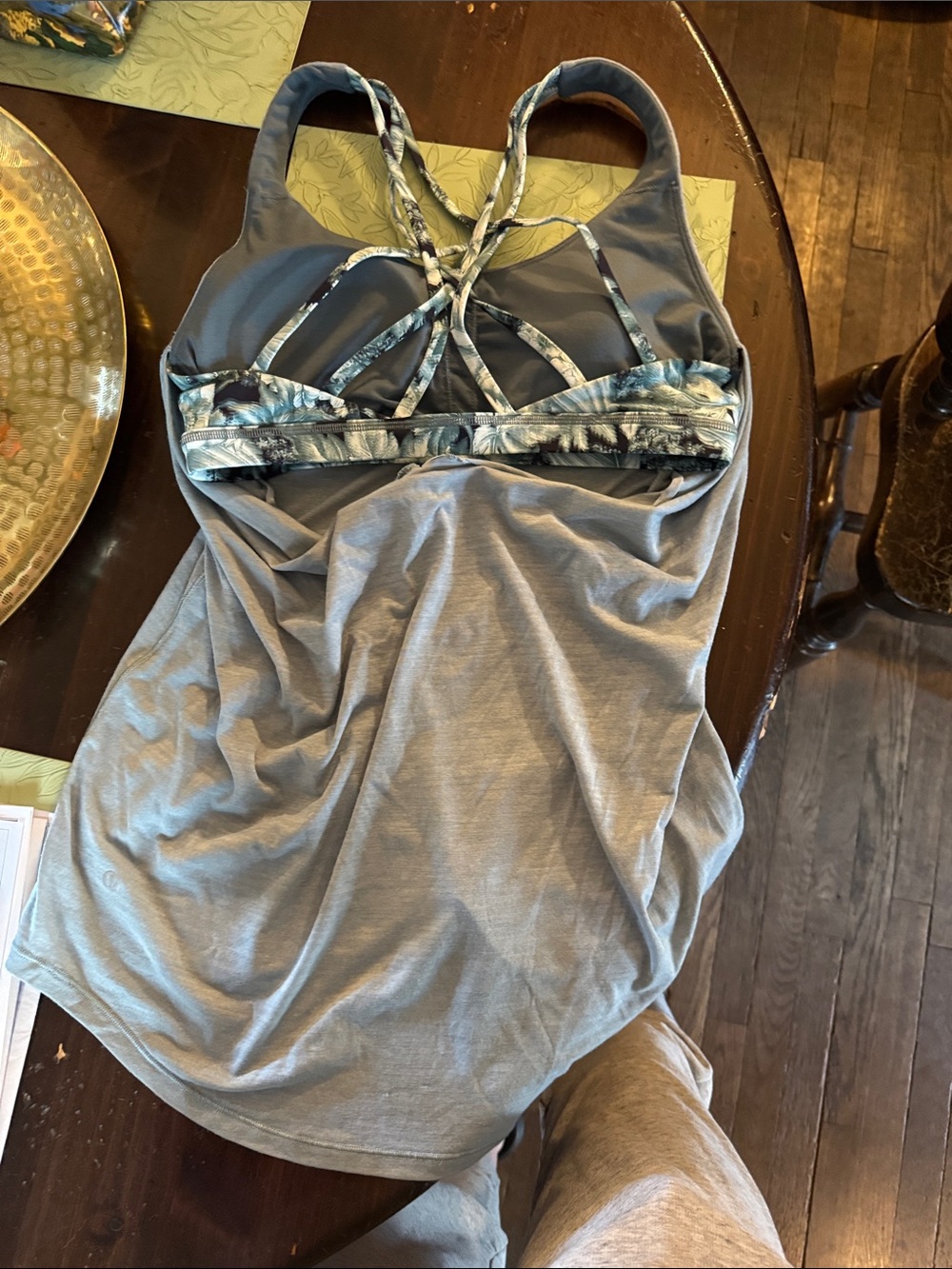 Peloton Green Womens Crossback Performance Tank with Patterned Straps - Picture 4 of 6